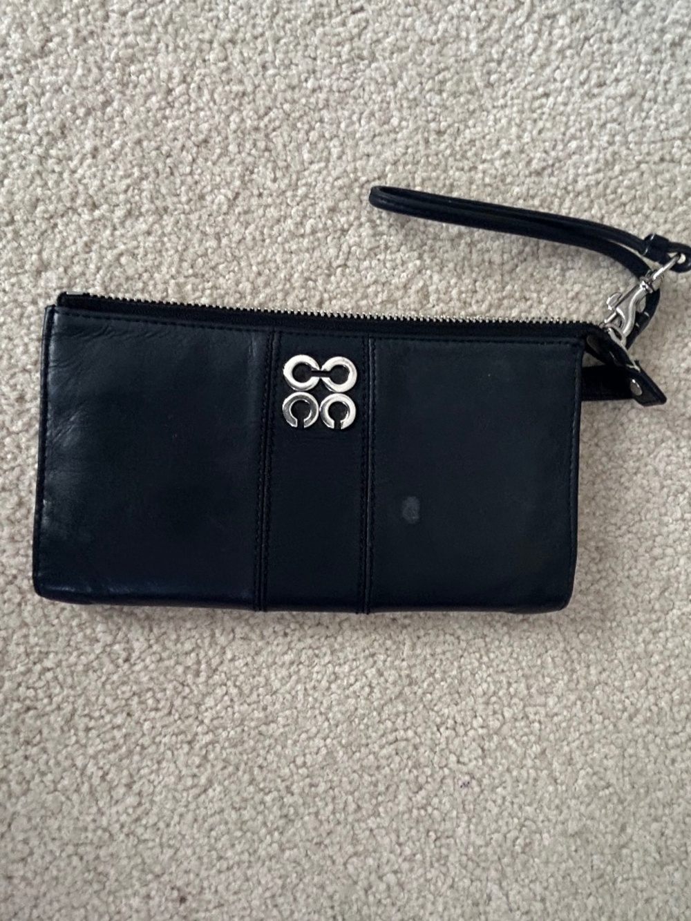 Coach Julia black leather wristlet